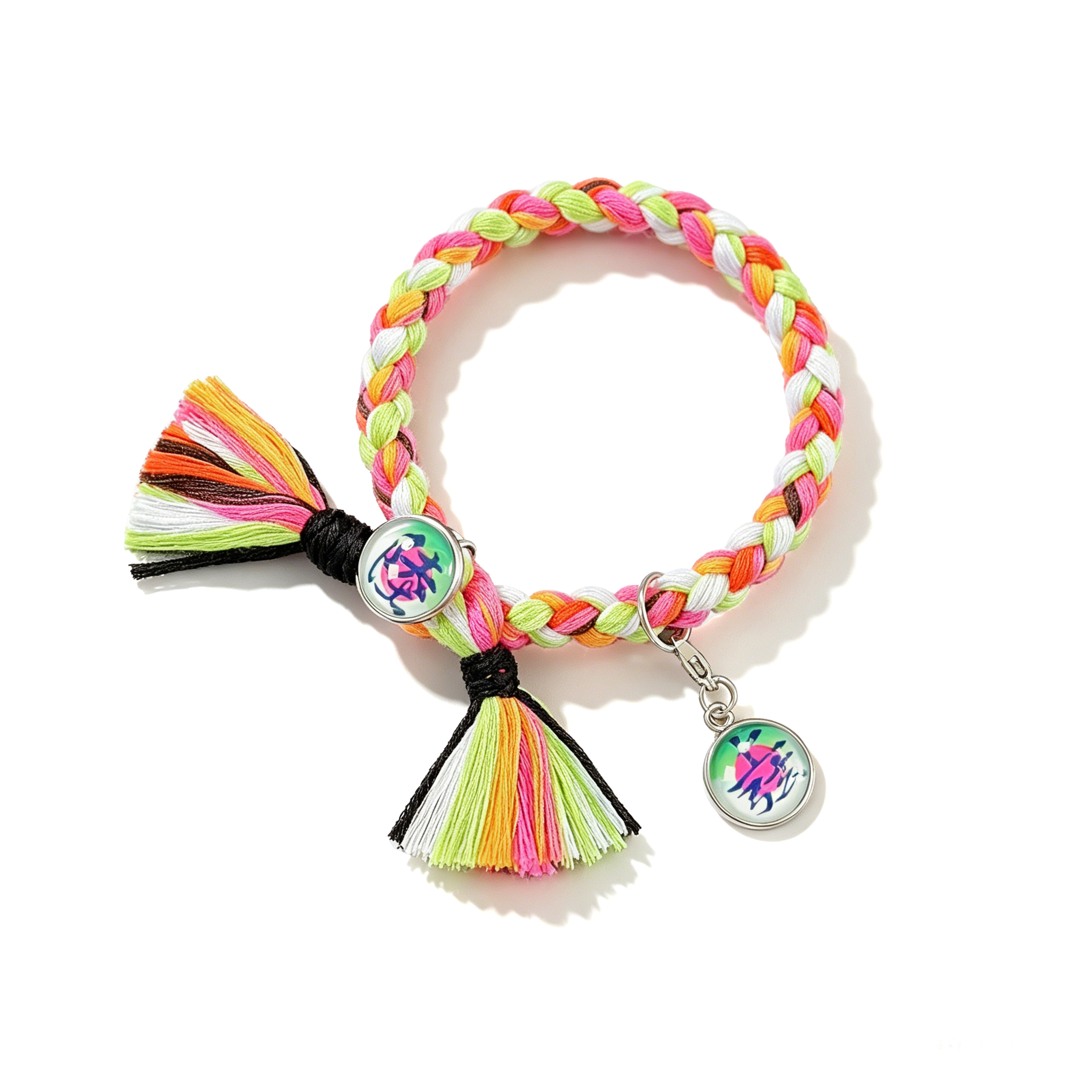 Bracelet tressé réglable Démon supérieur de Demon Slayer, Breloque Anime à pompon