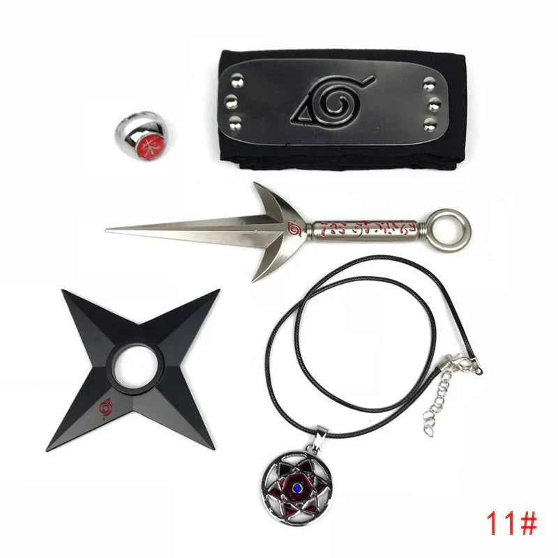 Sasuke1:1 métal kunaishuriken bague bandeau collier costume