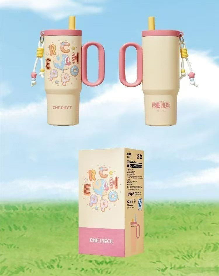 ONE PIECE Tony Tony Chopper Tumbler | Macaron Donut Design Cup with Handle & Straw
