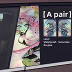 Autocollants laser de décoration de personnage pour colonne de voiture Tanjirou/Nezuko