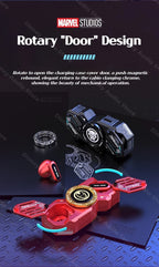 Écouteurs sans fil TWS Bluetooth 5.4 Marvel Iron Man Captain America Fidget Spinner, écouteurs sans fil à rabat magnétique Mecha en alliage de zinc