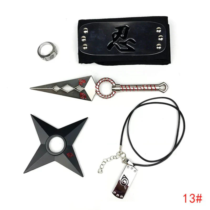 Sasuke1:1 métal kunaishuriken bague bandeau collier costume