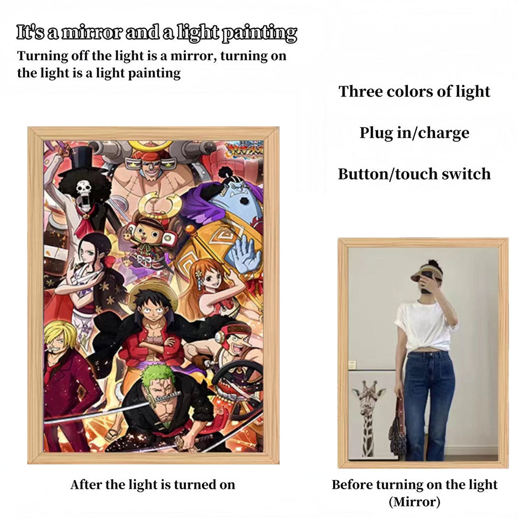 Luffy/Zoro/Sanji peuvent servir de miroirs, de peintures décoratives ou de tableaux lumineux.