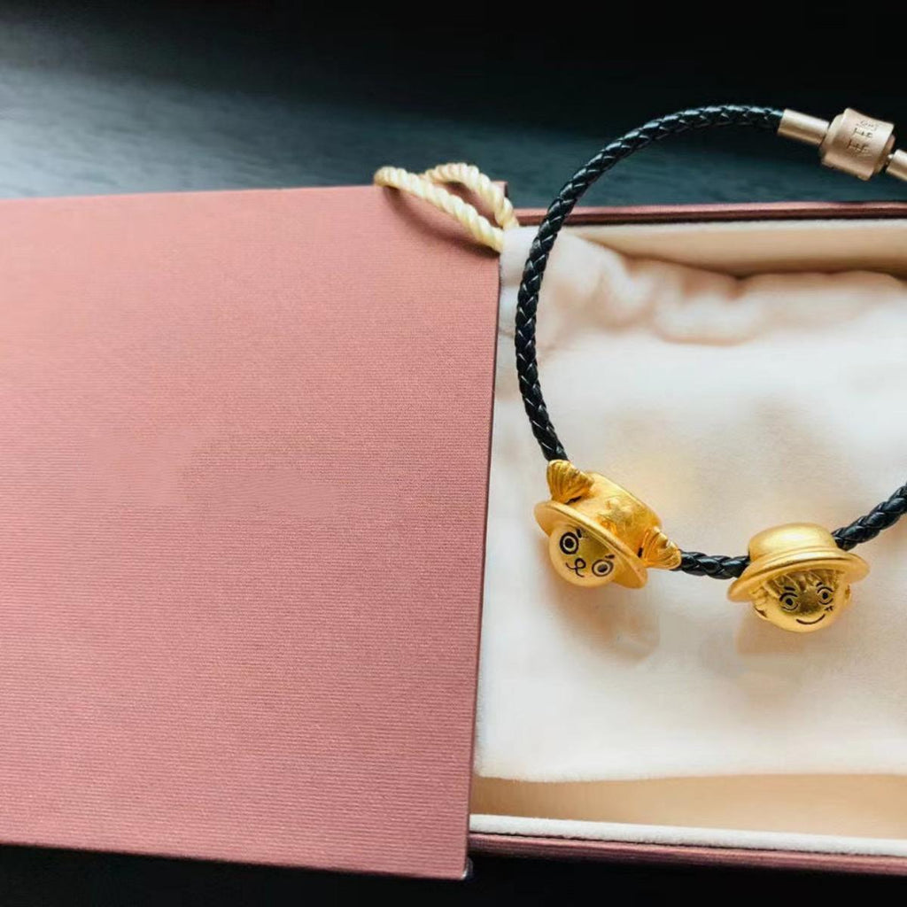 Bracelet de perles Luffy en or, cadeau pour les amoureux de la marine fruitée