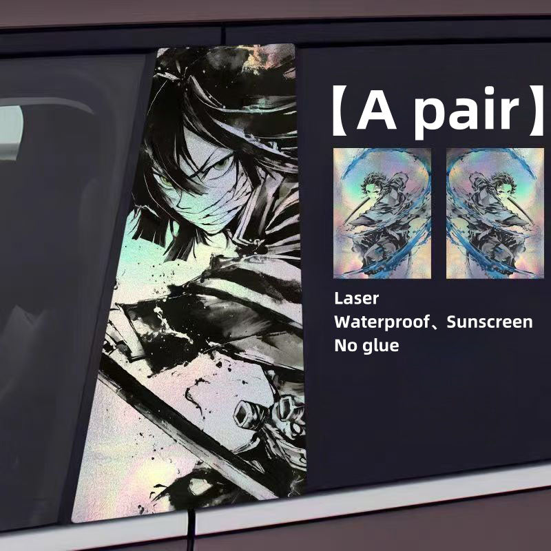 Autocollants laser de décoration de personnage pour colonne de voiture Tanjirou/Nezuko