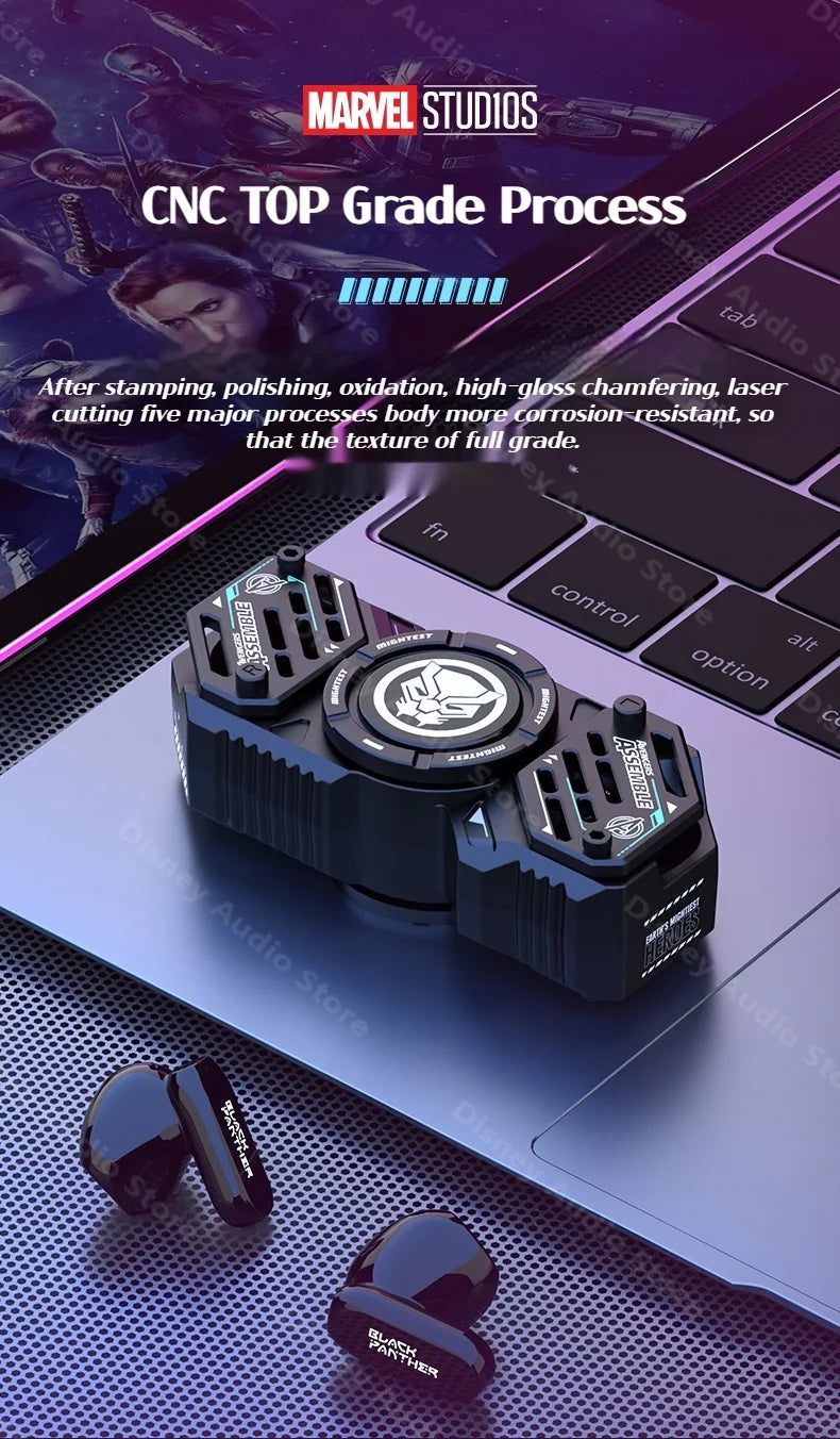 Écouteurs sans fil TWS Bluetooth 5.4 Marvel Iron Man Captain America Fidget Spinner, écouteurs sans fil à rabat magnétique Mecha en alliage de zinc