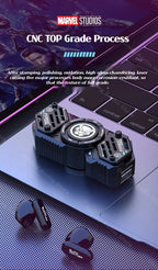 Écouteurs sans fil TWS Bluetooth 5.4 Marvel Iron Man Captain America Fidget Spinner, écouteurs sans fil à rabat magnétique Mecha en alliage de zinc