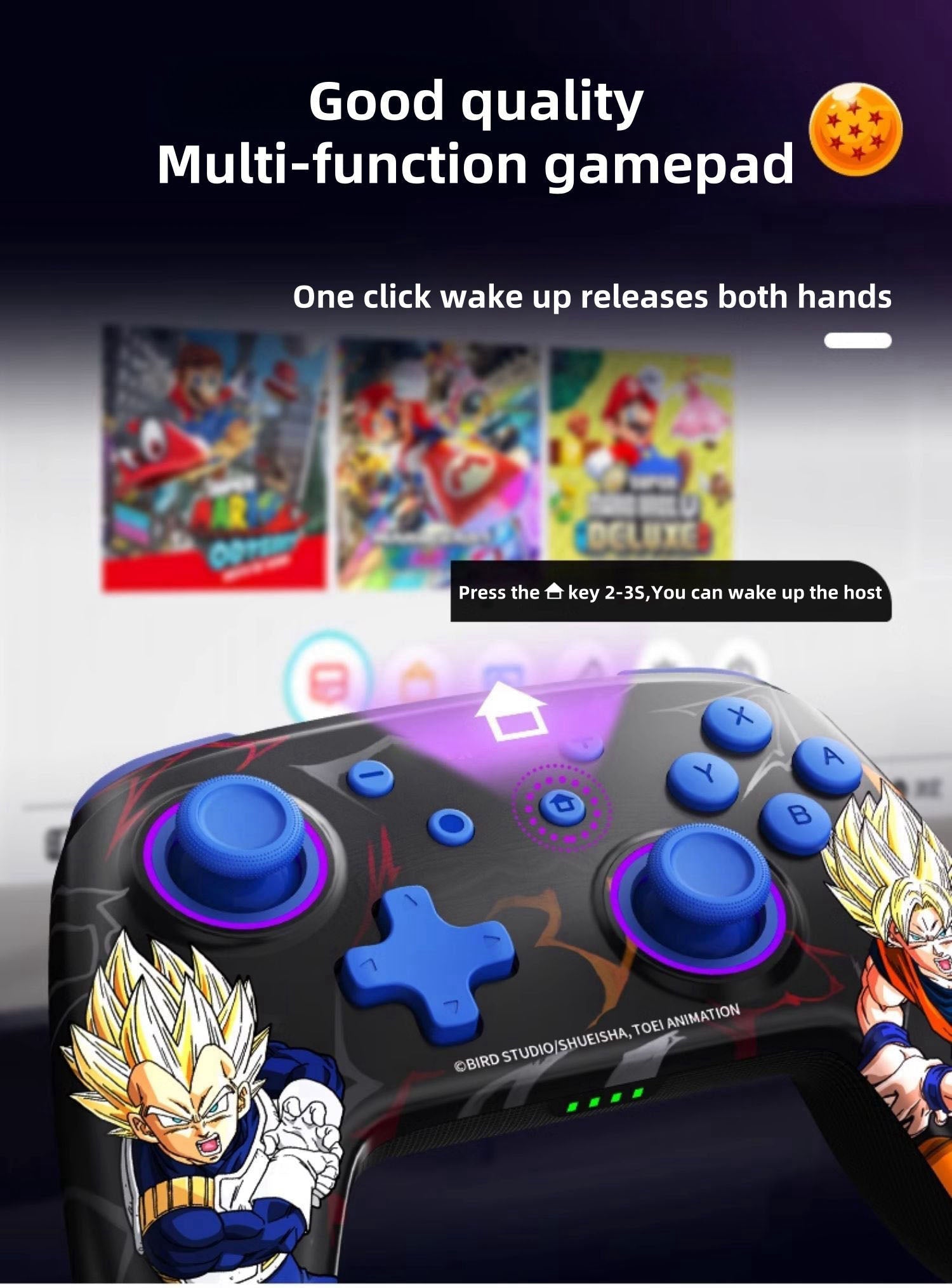Manette de jeu Goku/Vegeta Sensible, contrôle précis, prise en main confortable, profitez de la passion du jeu
