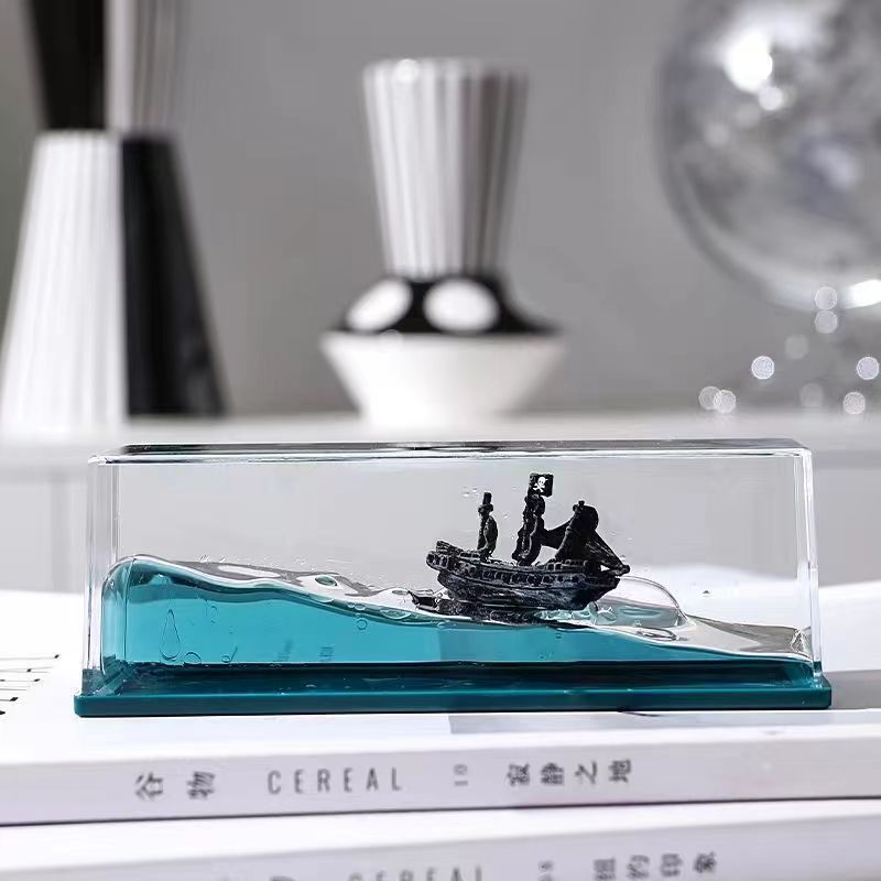 Décoration de bureau, bouteille à la dérive fluide, Titanic/Perle Noire