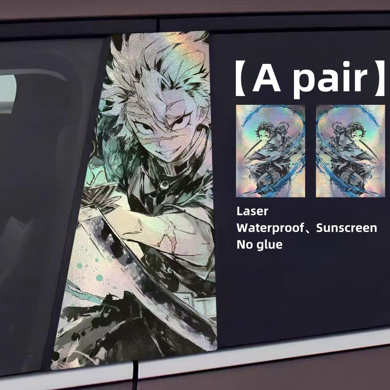 Autocollants laser de décoration de personnage pour colonne de voiture Tanjirou/Nezuko