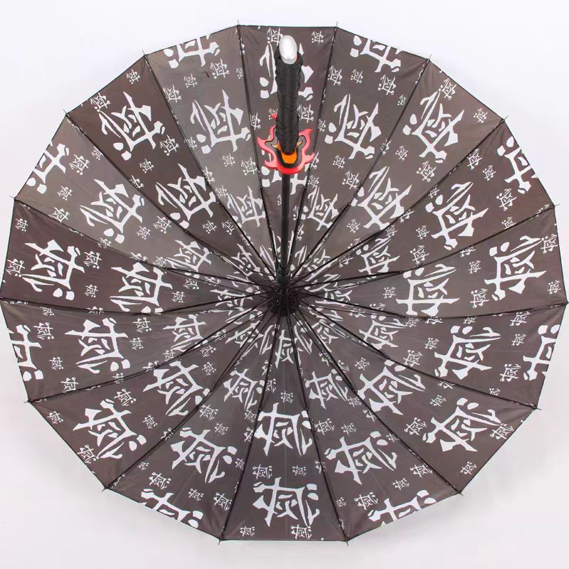 Demon Slayer Tanjiro Zenitsu Shinobu Katana Sword Handle Umbrella, Anime Pattern Windproof Straight Rain Sun Umbrella