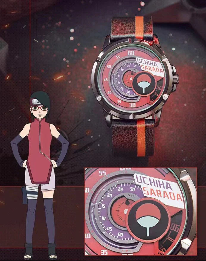 Montre Boruto/Sasuke/Sarada Montre étanche à trois degrés Montre Sharingan
