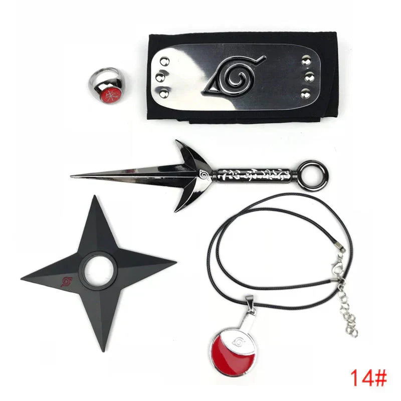 Sasuke1:1 métal kunaishuriken bague bandeau collier costume