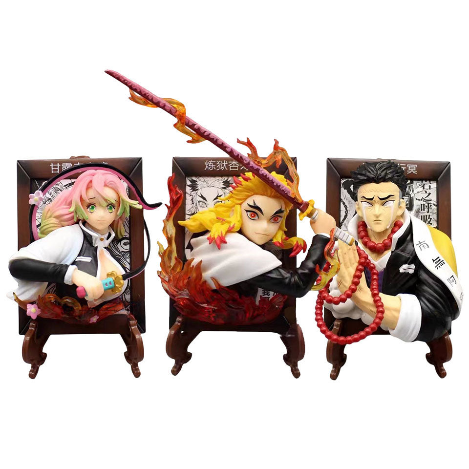 Demon Slayer Kyojuro Mitsuri Gyomei Frame Bust Figure, Anime Hashira Photo Frame Statue Collectible