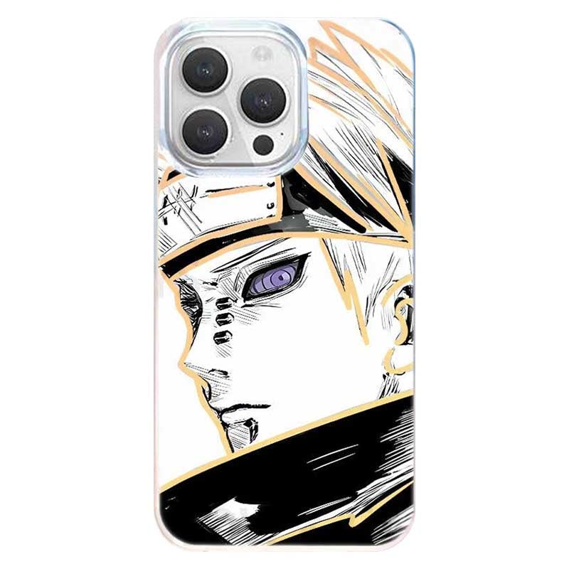 Naruto Pain Yahiko Anime Phone Case, Laser Gradient Shockproof Protective Cover for iPhone
