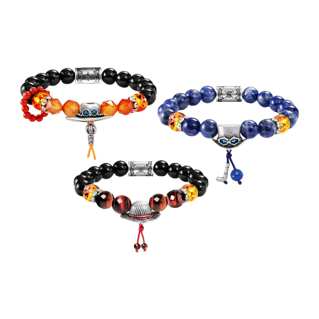 Bracelet Perles One Piece As Luffy Sabo | Bracelet à Breloques Anime Les Trois Frères