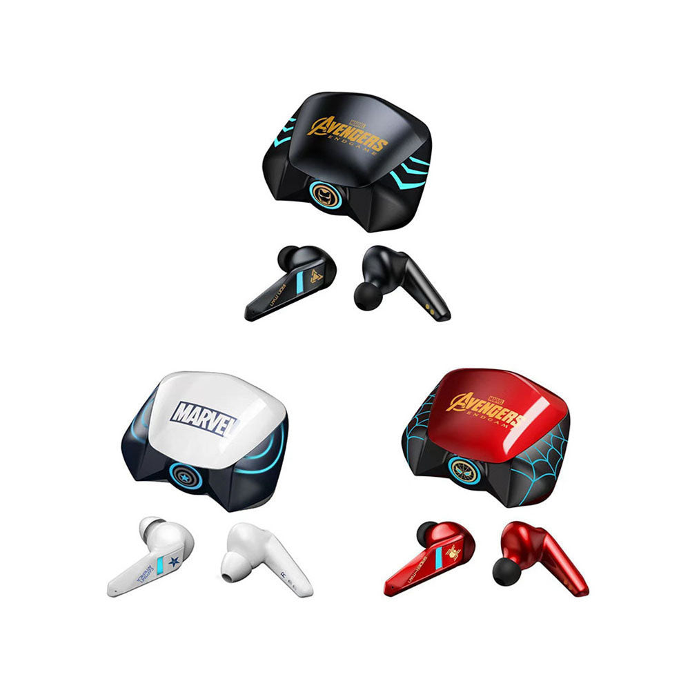 Marvel Spider-Man Iron Man Captain America Gaming Earbuds, Marvel TWS Wireless Headphones with LED Light