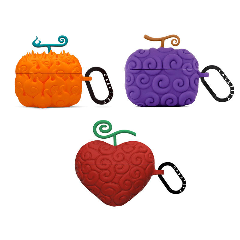 Coque AirPods One Piece Luffy Ace Law Fruit du Démon, Housse de Protection 3D en Silicone pour Écouteurs Mera-Mera Ope-Ope Gum-Gum