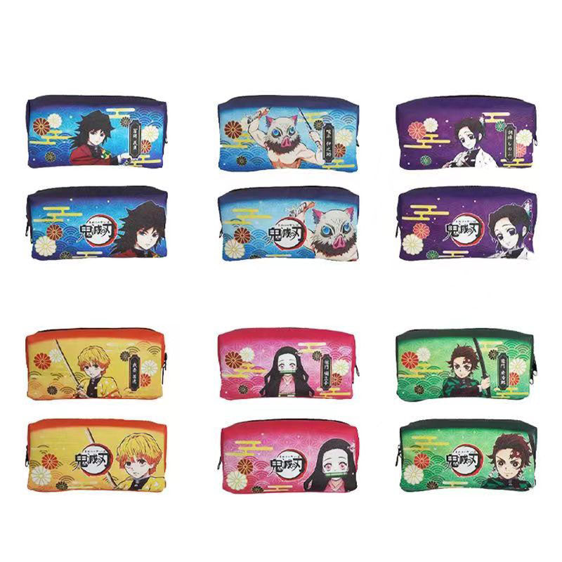 Demon Slayer Tanjiro Nezuko Anime Pencil Case, Large Capacity PVC Pen Bag for Students