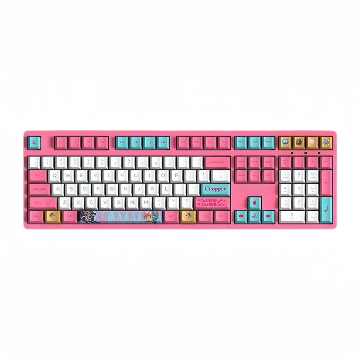 Clavier mécanique One Piece Chopper Luffy, clavier de jeu rose anime PBT à 108 touches avec touches personnalisées