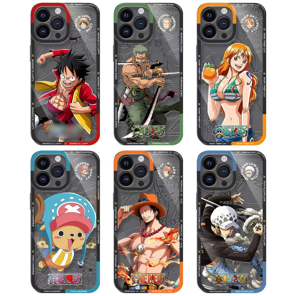 Coque de téléphone en silicone Luffy/Zoro/Ace résistante aux chocs pour iPhone