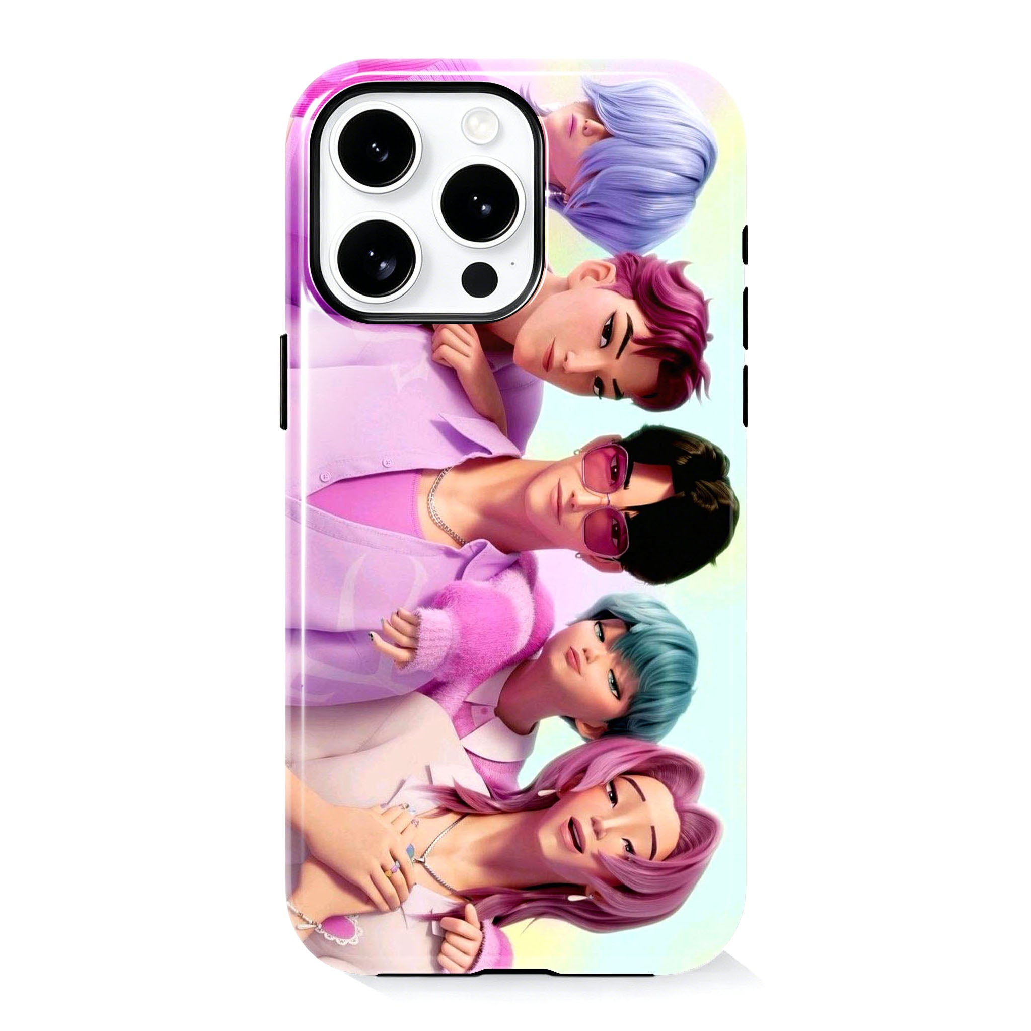 Kpop Demon Hunters Group Anime iPhone Case, Glossy Film Hard Protective Phone Cover