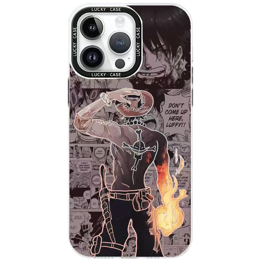 One Piece Portgas D. Ace Manga Print Phone Case, Neon Outline iPhone Case