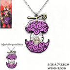 Collier et porte-clés coulissant One Piece Luffy Zoro Fruit du démon, pendentif métallique ajustable pour fans