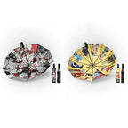 One Piece Monkey D Luffy Roronoa Zoro Automatic Folding Umbrella, Straw Hat Crew Anime Print Black Glue UV Protection Windproof Rain Sun Umbrella