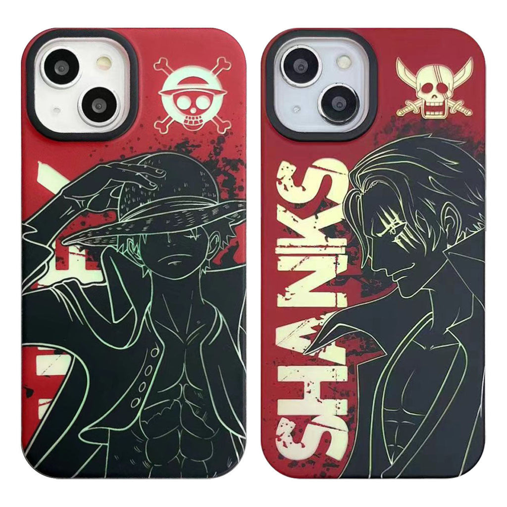 Coque de téléphone Luffy/Shanks antichoc en silicone pour iPhone