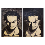 Figurines Roronoa Zoro en bois sculpté, tableaux