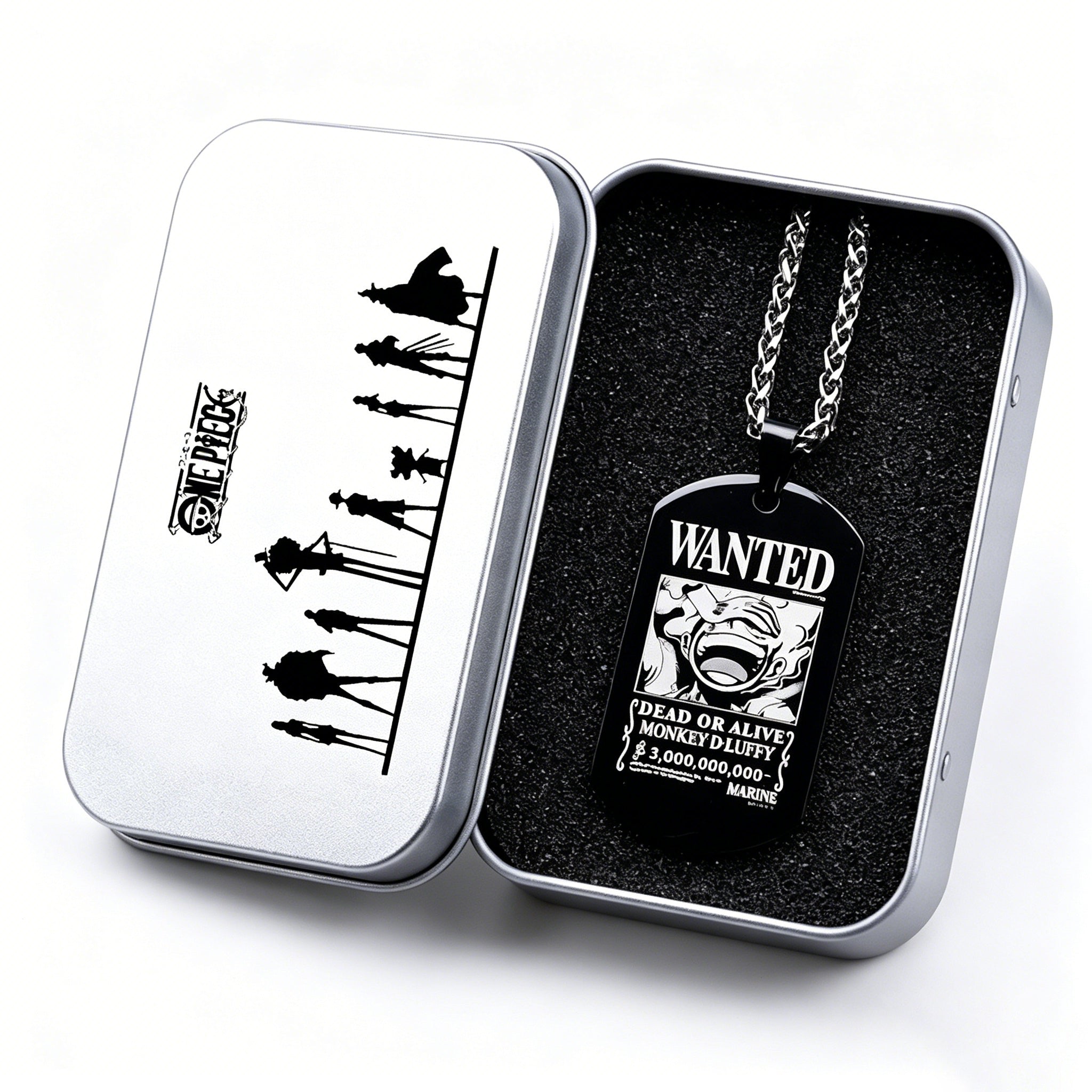 Collier pendentif plaque militaire One Piece Luffy Sanji, en acier titane, bijou anime pour fans
