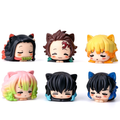 Figurines Chibi Oreilles de Chat Demon Slayer Nezuko Tanjiro, Ensemble de 6 Figurines d'Anime Endormies