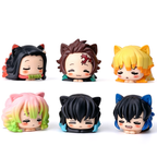 Figurines Chibi Oreilles de Chat Demon Slayer Nezuko Tanjiro, Ensemble de 6 Figurines d'Anime Endormies