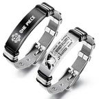 Bracelet en maille d'acier inoxydable avec poster de recherche gravé One Piece Monkey D. Luffy Roronoa Zoro, réglable, cadeau bijoux anime