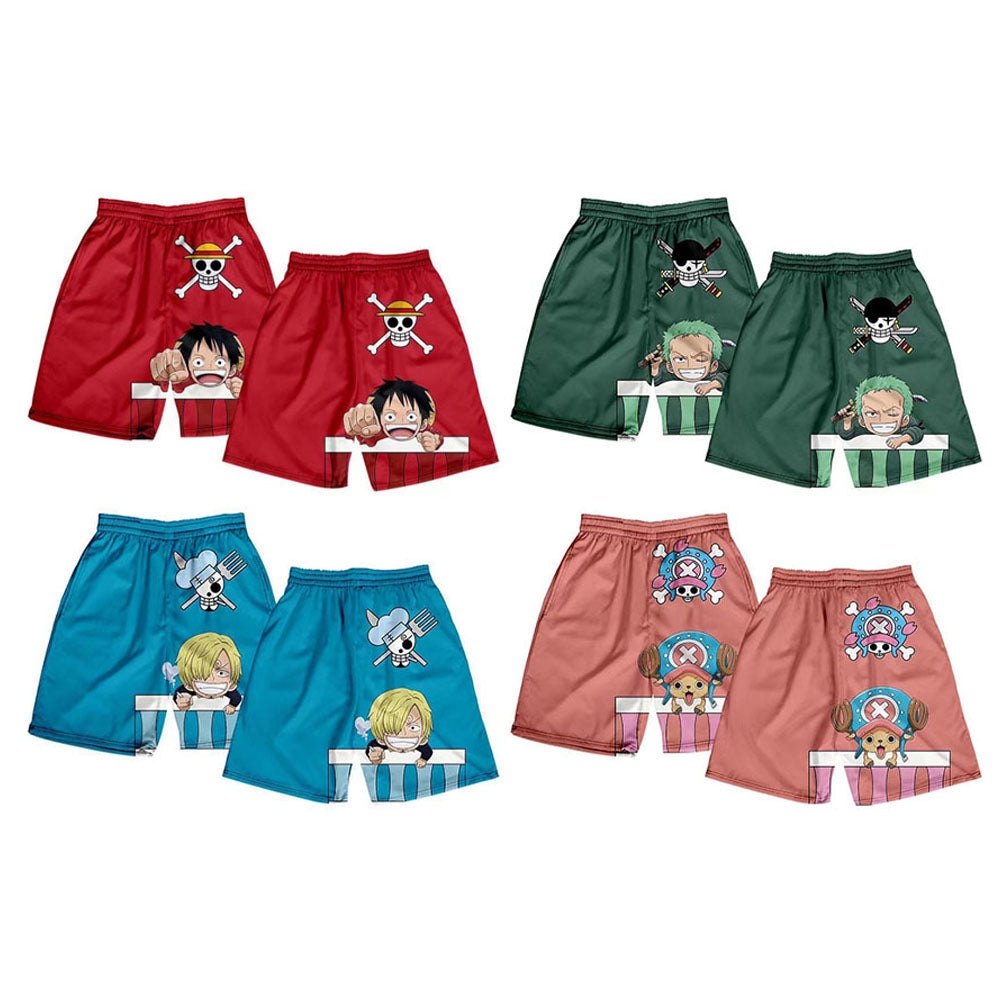 Shorts d'été Luffy/Zoro/Sanji/Chopper Pantalon imprimé texte exquis