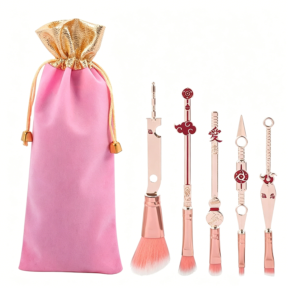 Naruto Gaara Anime Makeup Brush Set, Akatsuki Kunai Sharingan Cosmetic Brushes with Storage Bag
