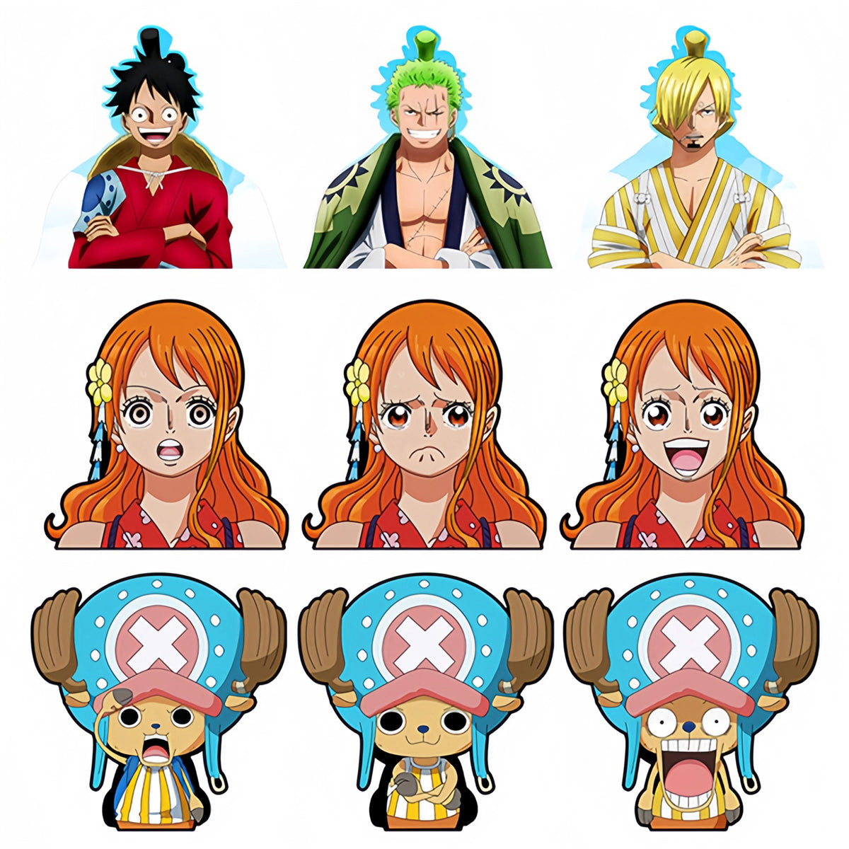 Luffy / Zoro / Nami 3D Gradient Stickers