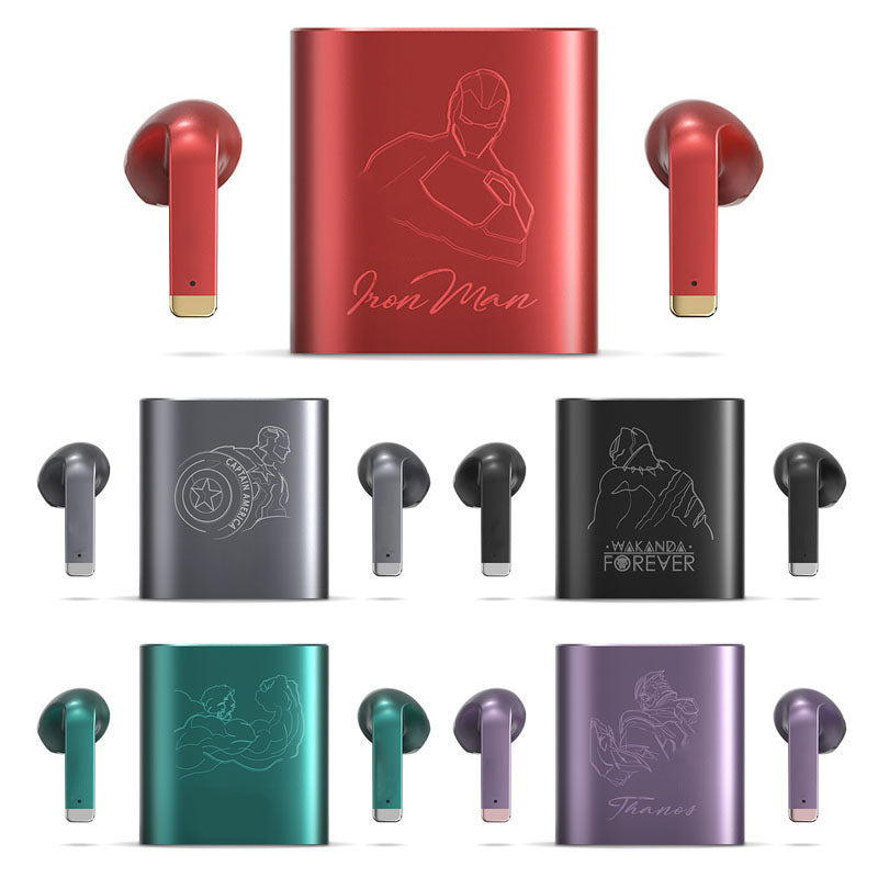 Marvel Hulk Thanos Black Panther Iron Man Captain America TWS Earbuds, Bluetooth 5.1 Wireless Earphones with Fast Charging