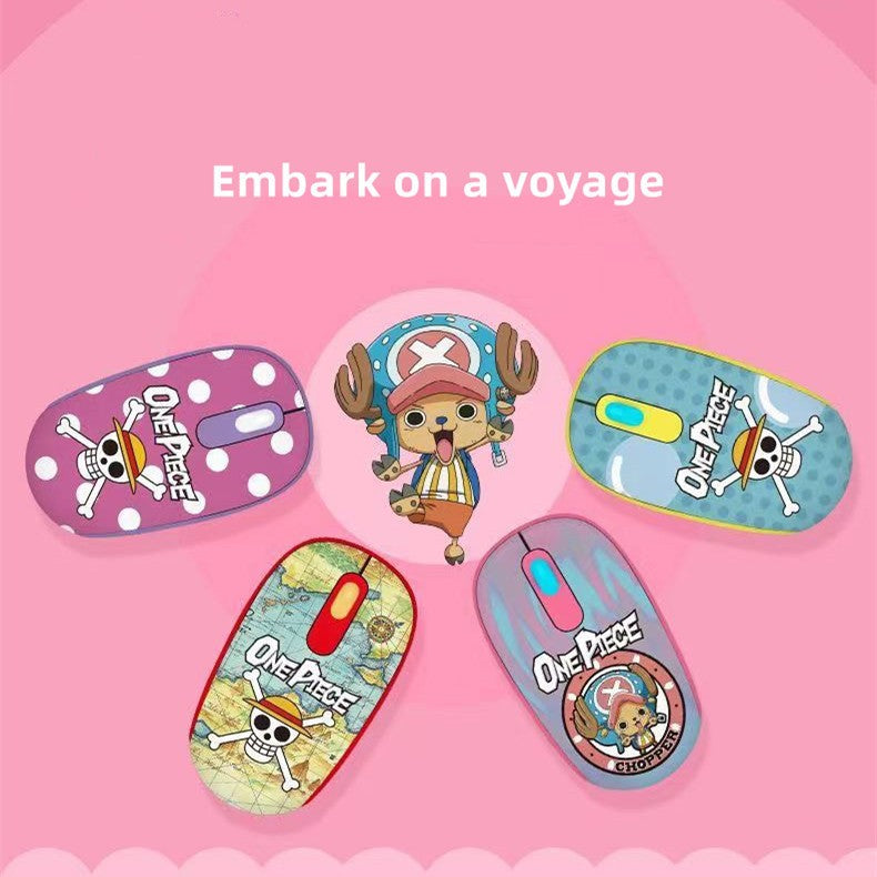 One Piece Chopper Luffy 2.4G Wireless Mouse, Cute Anime 1200 DPI Optical Computer Mouse for Laptop PC