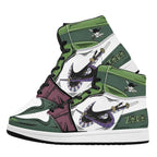 One Piece Roronoa Zoro Three Swords Style Anime Print High Top Sneakers, Straw Hat Pirates Skull Logo Casual Street Skate Shoes