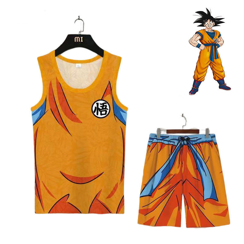 Son Goku Shorts costume décontracté Gilet de plage d'été grande taille short ample et tendance