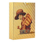 Coffret de Cartes à Collectionner One Piece Monkey D Luffy Roronoa Zoro Feuille d'Or, Cartes de Jeu TCG Plaqué Or Imperméable Personnage Anime