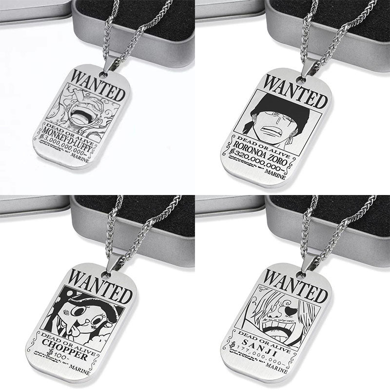 Collier de primes de personnages en titane Luffy/Zoro/Nami/Sanji