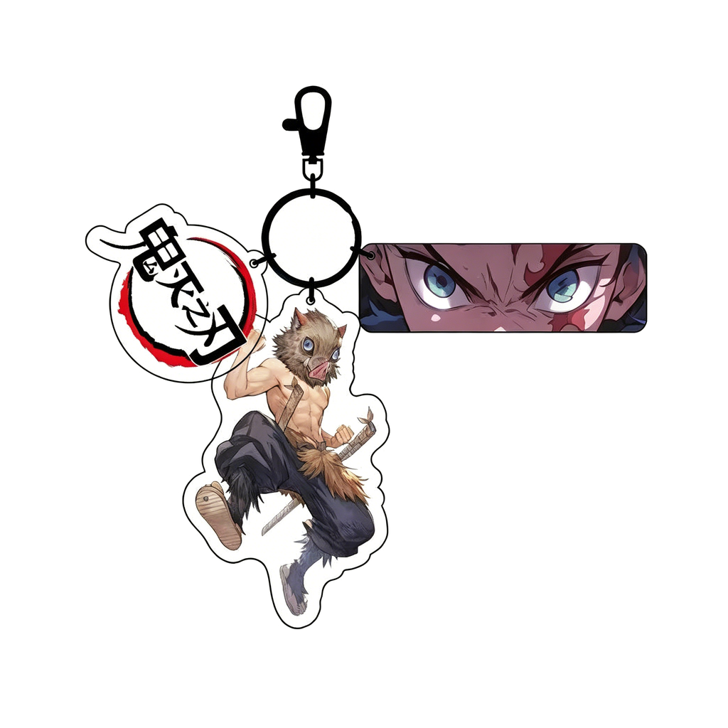 Porte-clés en acrylique réfléchissant Demon Slayer, lot de 3 pièces, accessoires de sac à main Anime