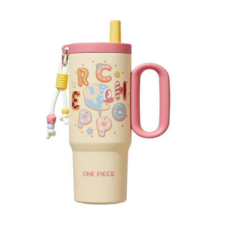 One Piece Tony Tony Chopper 720ml Insulated Tumbler, Anime Stainless Steel Iced Coffee Cup with Keychain