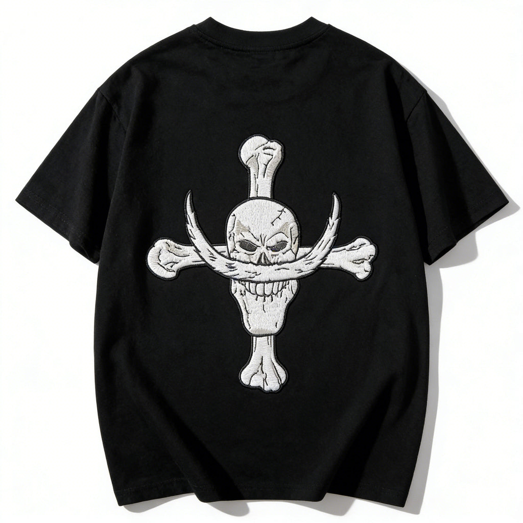 One Piece Whitebeard Edward Newgate Embroidered T-Shirt, Anime Oversized Cotton Tee