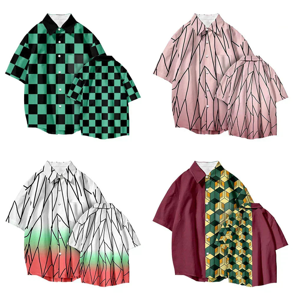 T-shirt Tanjirou/Nezuko, nouveauté été, coupe ample, chemise COS imprimée, tendance jeune décontractée, polyvalente