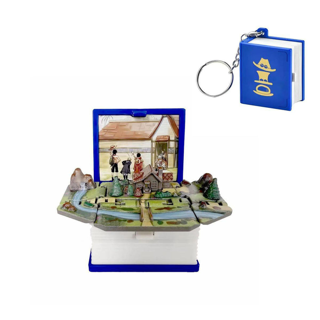Porte-clés livre pop-up pliant en 3D LuffyAce/Sabo Les trois frères