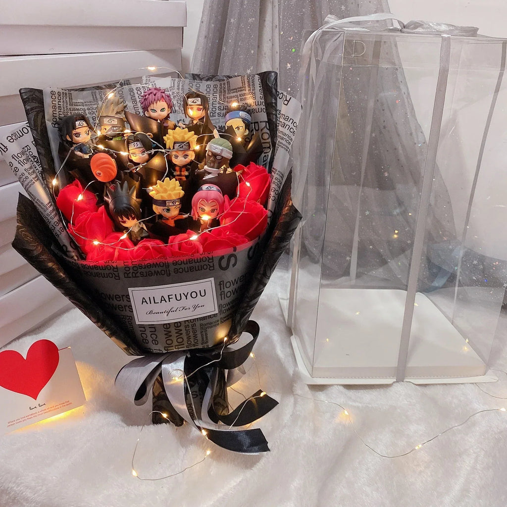Bouquet de savon artisanal LED Rose Uzumaki/Sasuke pour romantique